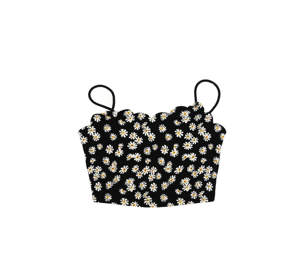 Černý květinový crop top 