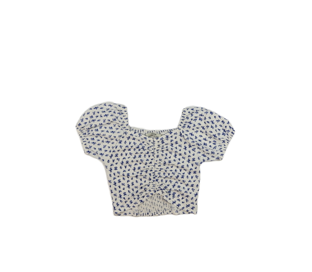 Bílý crop top s modrými květinami George