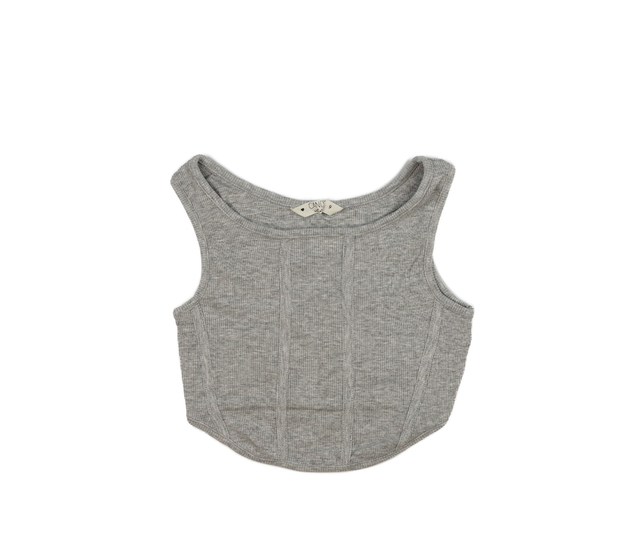 Šedý melírovaný crop top 