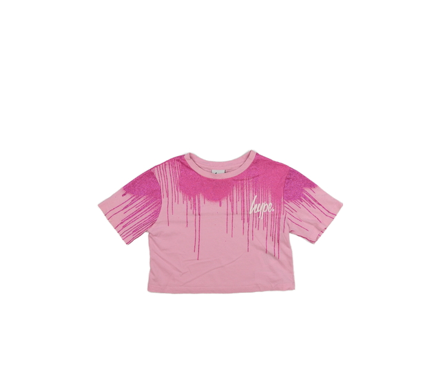 Růžový lesklý crop top Hype 