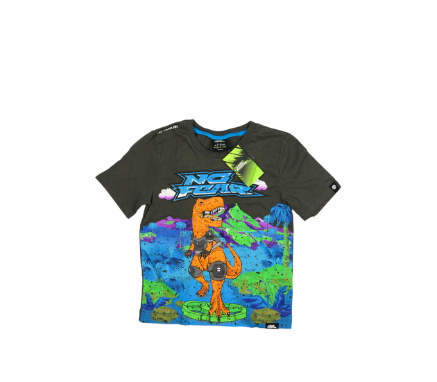Nové šedé stylové triko s dinosaurem No Fear