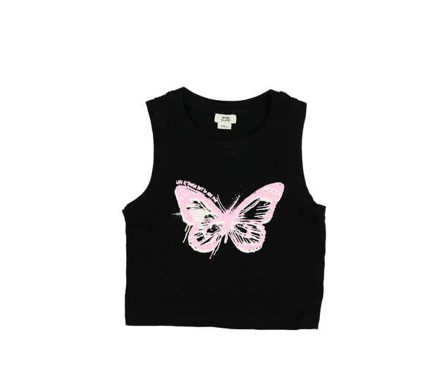 Černý crop top s motýlkem River Island