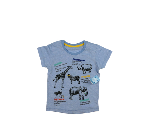 Nové modré triko se zvířaty 