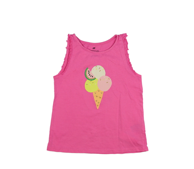 Růžové triko se zmrzlinou a volánky H&M