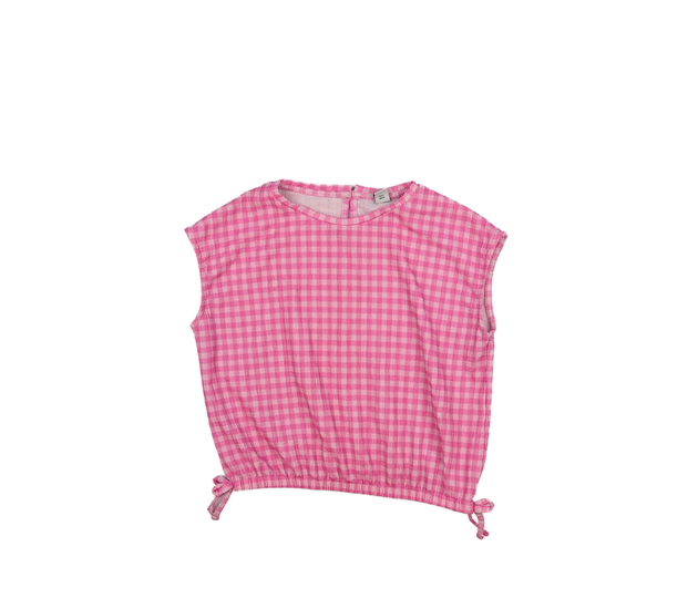 Růžový kostkovaný crop top Tu 