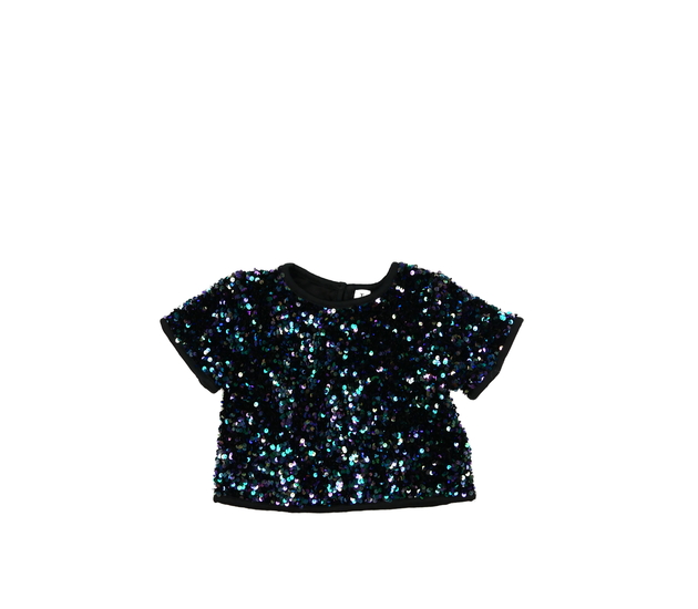 Tmavý flitrovaný crop top Tu 