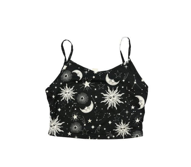 Černý crop top s nočním motivem 