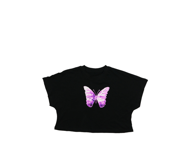 Černý crop top s motýlem George