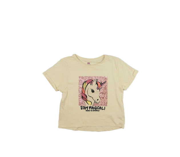 Krémové melírované triko s jednorožcem F&F