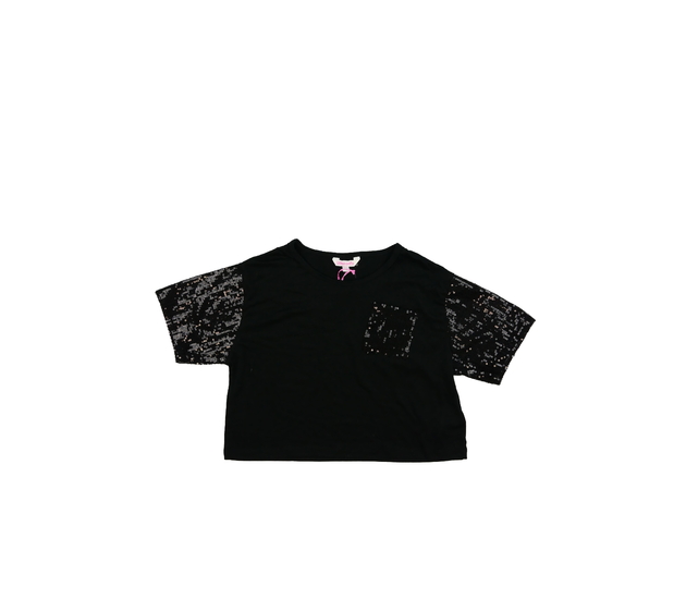 Černý crop top s flitry 