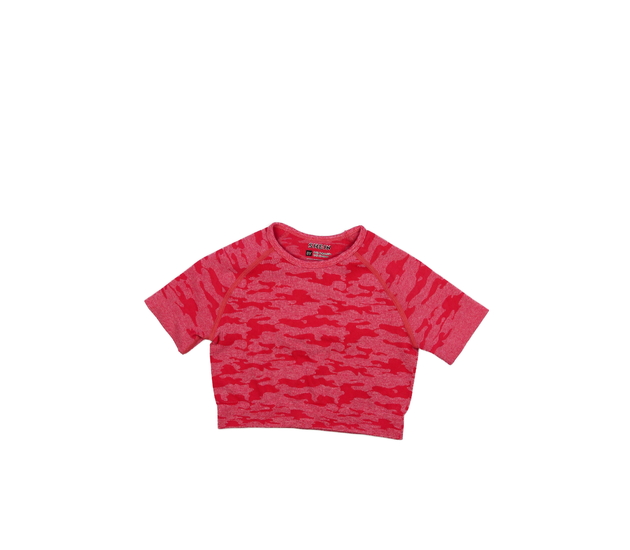 Červený maskáčový crop top 