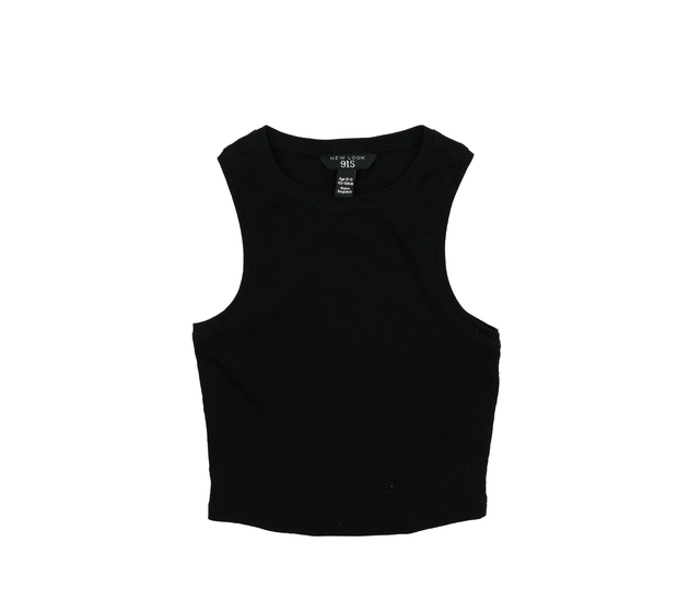 Černý žebrovaný crop top New Look 