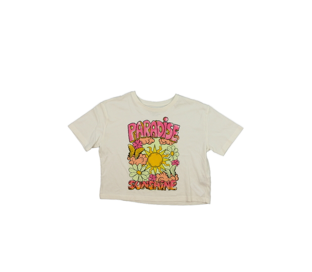 Krémový crop top s obrázkem Primark 