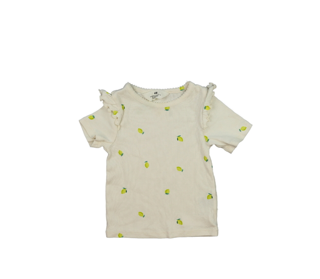 Krémové triko s citrony a volánky H&M