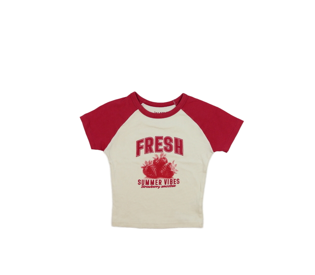 Krémovo-červený crop top 