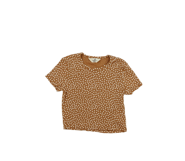 Hnědé květinové krátké triko H&M