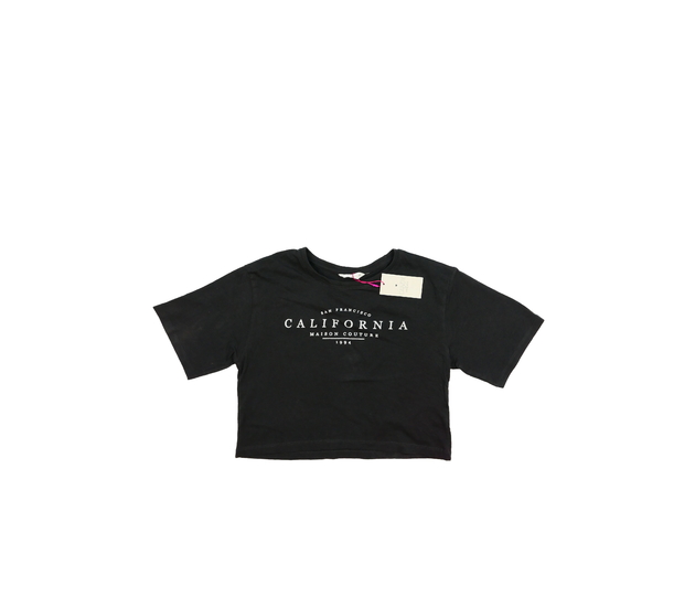 Nový šedý crop top s nápisem 
