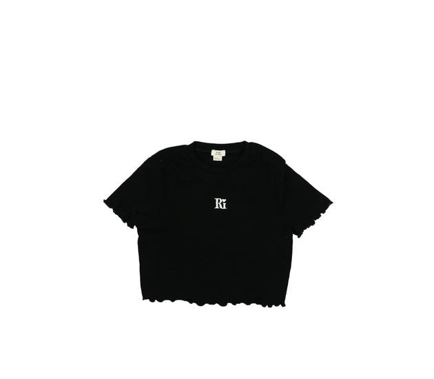 Černý žebrovaný crop top River Island 