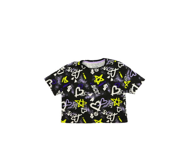 Černý crop top s nápisem Primark 