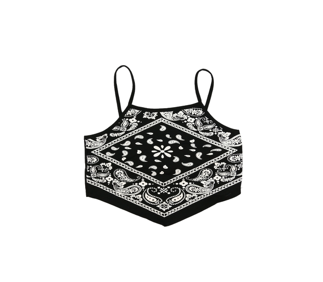 Černý vzorovaný crop top 