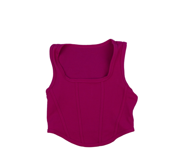 Sytě růžový crop top 