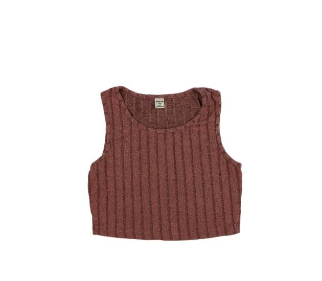 Růžový melírovaný crop top vel. 170 