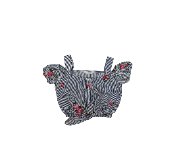 Pruhovaný crop top s květinami Primark 
