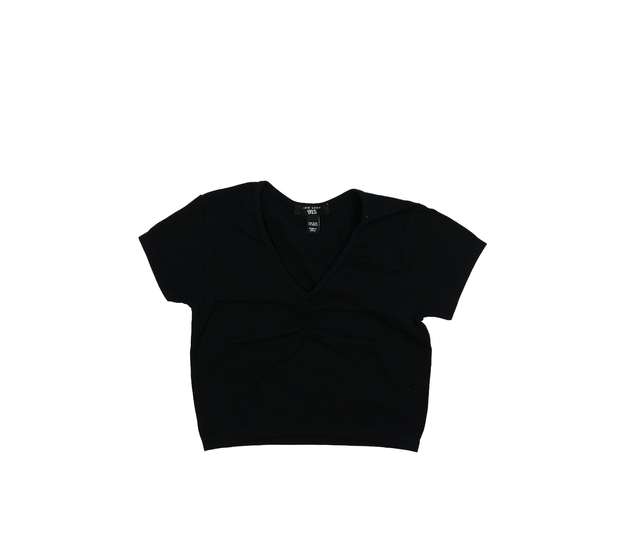 Černý crop top žebrovaný New Look 