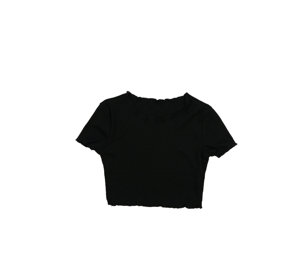 Černý žebrovaný crop top 