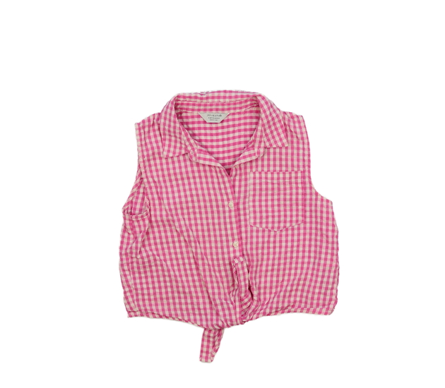Růžová kostkovaná crop košile Primark 