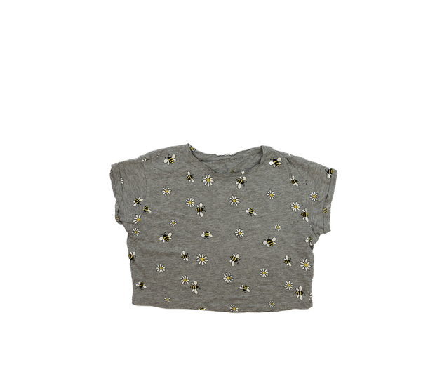 Šedý crop top s včeličkami New Look 