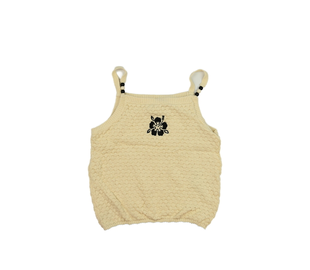 Hnědé pletené crop tílko s květinou Primark 