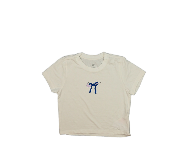 Krémový crop top s mašlí Nike 