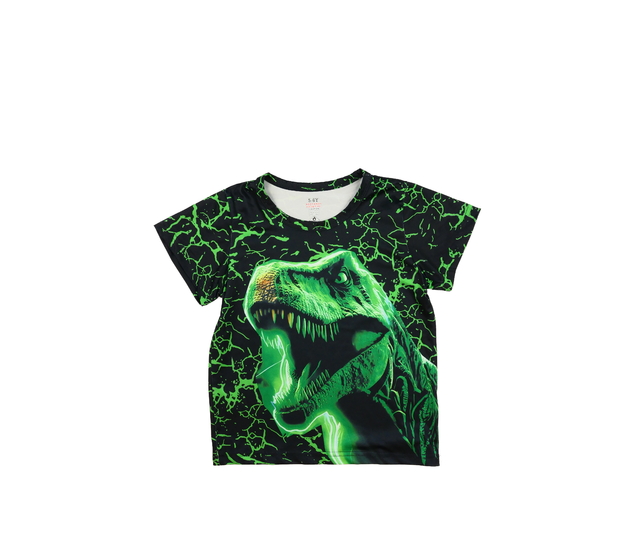 Černé triko se zeleným dinosaurem 