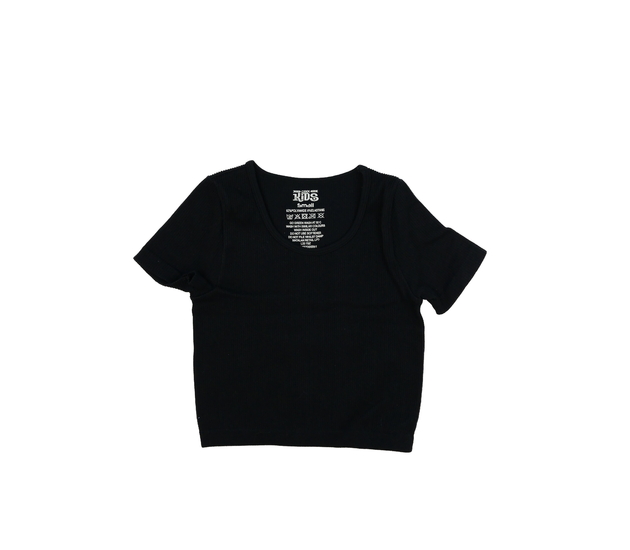 Černý žebrovaný elastický crop top 