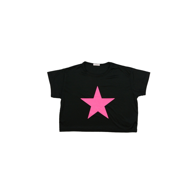 Černý crop top s hvězdou 