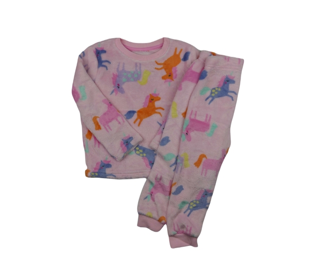 Růžový pyžamový teplejší set 