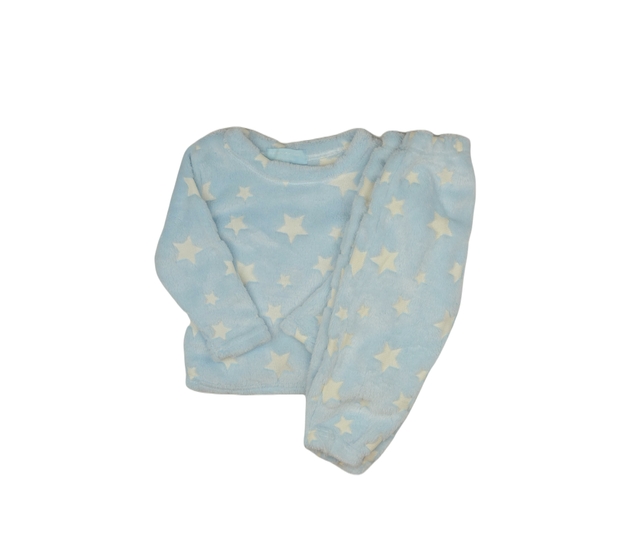 Modrý chlupatý pyžamový set