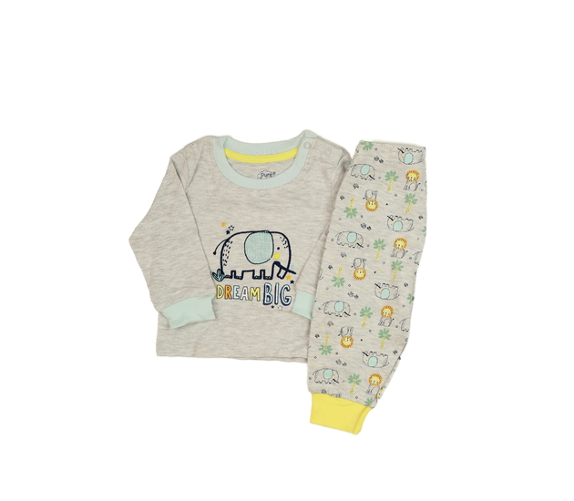 Šedé pyžamo se sloníky