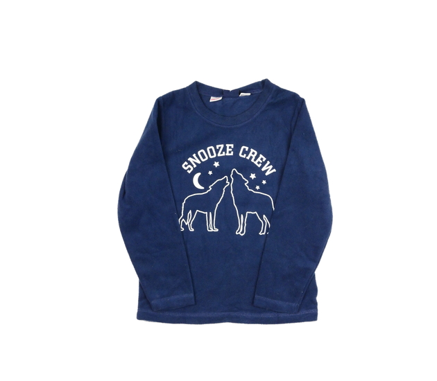 Tmavě modrý fleecový pyžamový vršek s vlky 