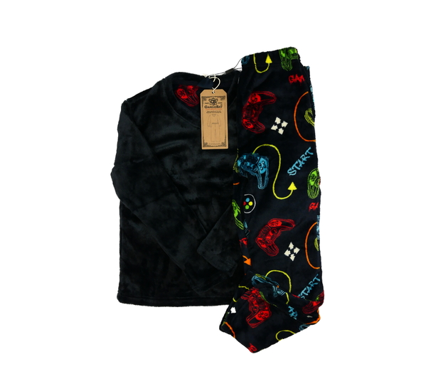 Nové tmavé hebké teplé herní pyžamo 