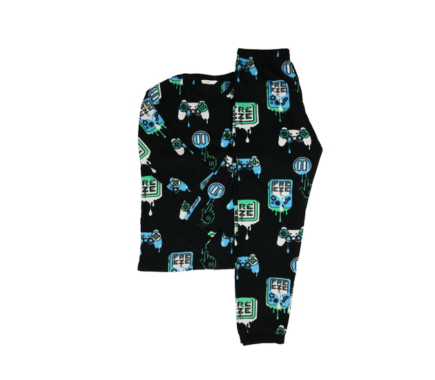 Černé fleecové pyžamo s herním motivem M&S