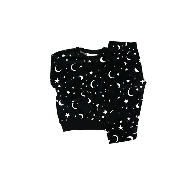 Černé teplé pyžamo s hvězdami a měsícem M&S