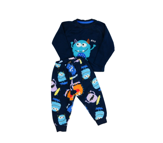 Modré teplé pyžamo s příšerkami 