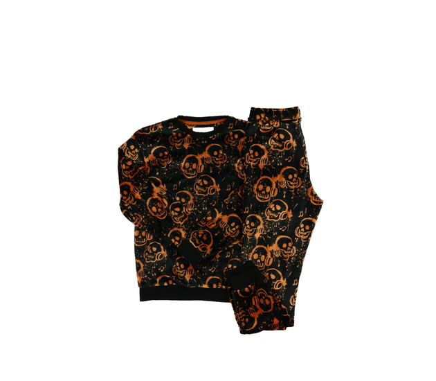 Černé teplé stylové pyžamo s lebkami F&F