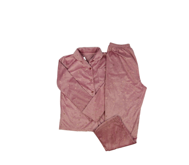 Růžové semišové pyžamo s hvězdami 