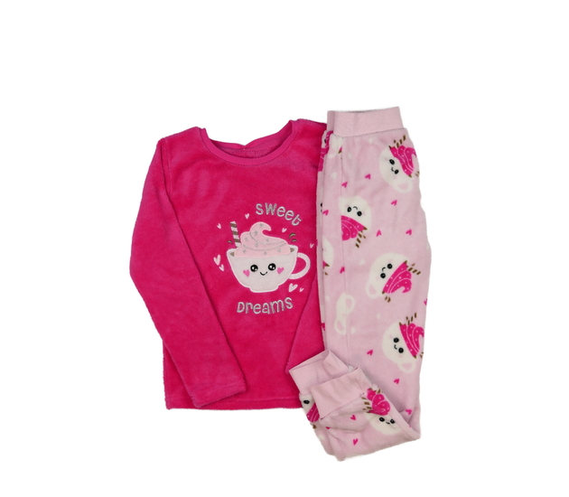 Růžové teplé pyžamo se šálkem