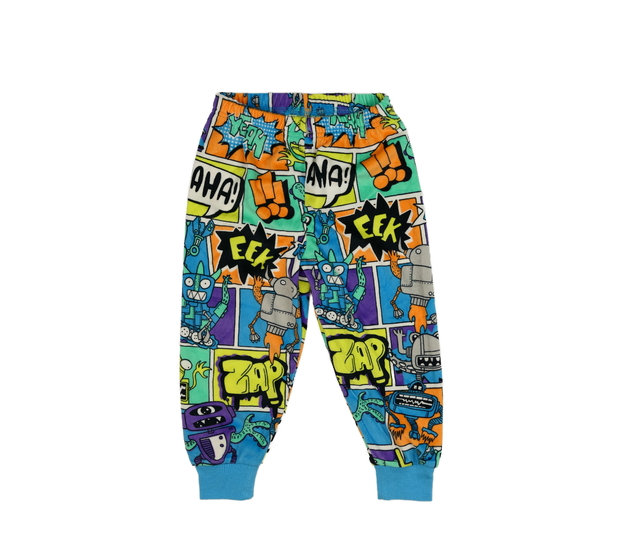 Barevné teplejší pyžamové kalhoty s obrázky 