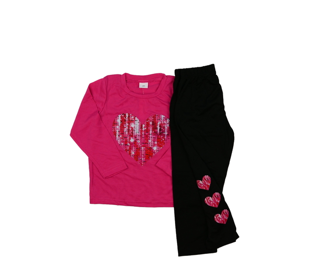 Černo-růžové pyžamo se srdíčky 