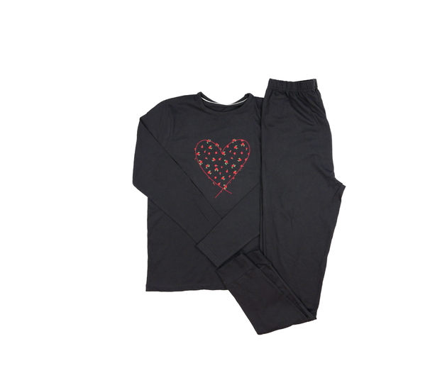 Šedé pyžamo s květinovým srdíčkem George